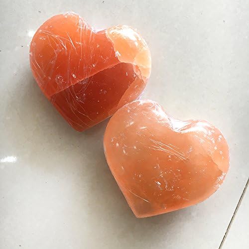 Dingsheng 2 Orange natural de laranja selenita Cristal de cristal de quartzo móveis de chatoyancy cetim spar cleativar pedras de palmeira Fraueneis Mineral Specime