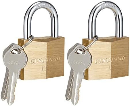 Cincinno Solid Brass Locks com chaves, cadeado de largura corporal de 1-9/16 polegadas com tecla, 2 pacote de trava de embalagem