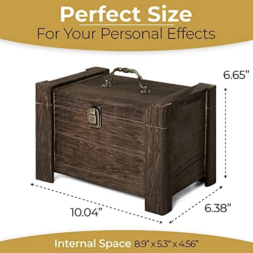 Caixa de madeira rústica com tampa articulada | 10 x 6,3 x 6,6 polegadas | Caixa de armazenamento decorativo com tampa - peito de madeira