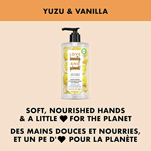 Love Beauty and Planet Wash Hand para cuidados com a pele da mão Citrus yuzu e baunilha paraben e sulfato, 400 mililitros