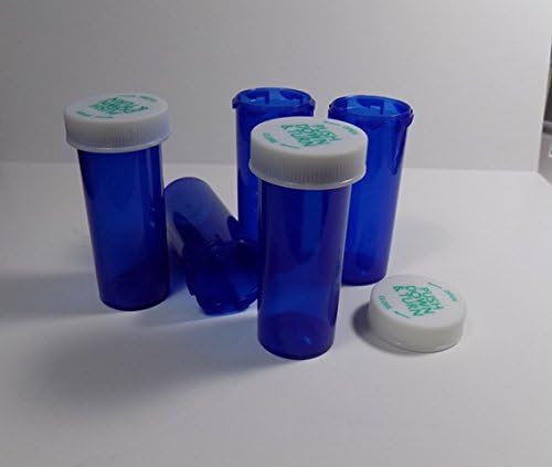 Plástico Rx frascos/garrafas Blue cobalto 25 pacote com tampas maiores 13 dram size size-new