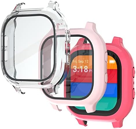 Owkey para protetor de tela de relógio de gabb, protetor de tela de vidro temperado de 2pack e para -choque de proteção para PC rígido para acessórios de relógio de gabb para crianças