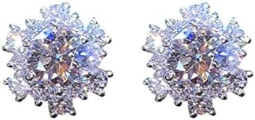 Brincos do cravo de flores para mulheres moda Full Diamond Cubic Zirconia Sweet Snowflake Shape Stud Girls Teen Girls