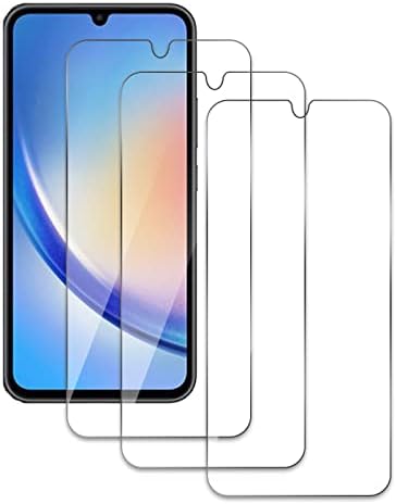 Aleecyn 3 pacote compatível para o Samsung Galaxy A24 4G/5G, protetor de tela de vidro temperado, vidro de dureza 9H, anti-arranhão,