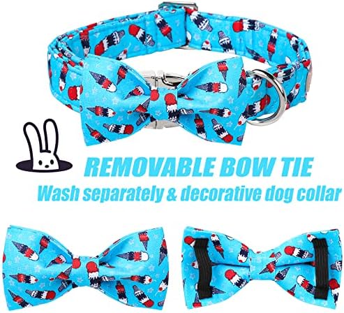 Colares de cachorro Babole Pet com gravata borboleta, colarinho de cachorro de sorvete azul de verão com colarinho