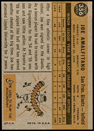 1960 Topps # 356 Joe Amalfitano São Francisco Giants Dean's Cards 5 - Ex -Giants