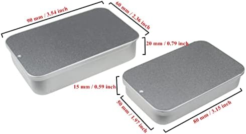 Goodma 24-Pack Slide Top Retangular Metal Tin Rechioners para Candies Jewelry Pills Kit de sobrevivência de armazenamento labial, tamanhos mistos