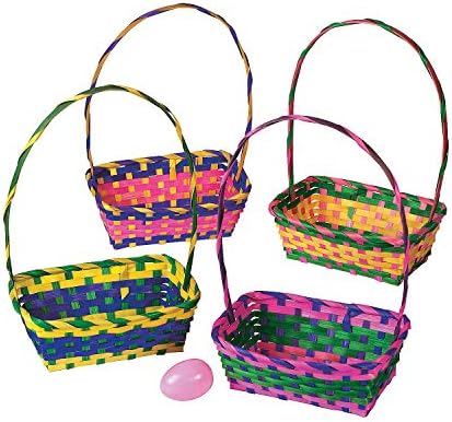 Cestas de Páscoa retangular multicolorida - conjunto de 12 anos, cada cesta é de 3 polegadas x 8 polegadas com alça de 10 polegadas