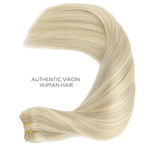 Wennalife costurar em extensões de cabelo cabelos humanos reais, 22 polegadas de 110g de cinzas loiras destacadas platina loira extensões