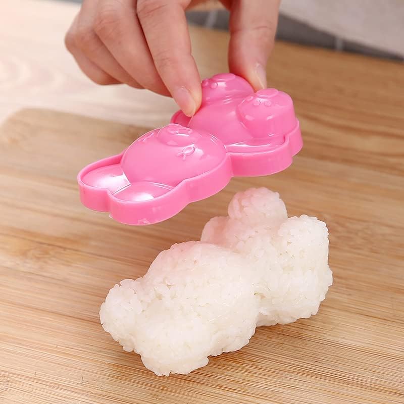 Julyupoli Rice Ball Mold para crianças mofo onigiri, coelho urso estiling animais animais sushi molde desenho animado fofo kit de molde de arroz fofo moldes de corte de relevo para cozinha moldes de sushi diy diy