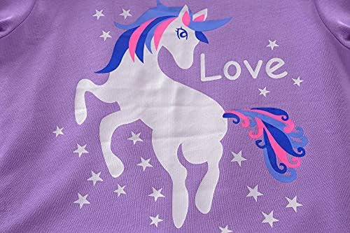 DDSOL Girls Selto Selto Unicorn Heart Algodão Longo Tops de T-shirts Crianças Crianças Pullover Roupos Tamanho 2-8T