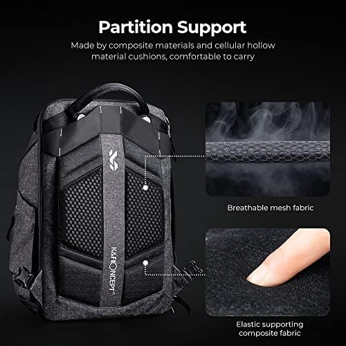 Backpack da câmera conceitual da K&F, DSLR/SLR Photography Imperperperate Bag com o suporte do tripé do compartimento de laptop de 15,6 polegadas.