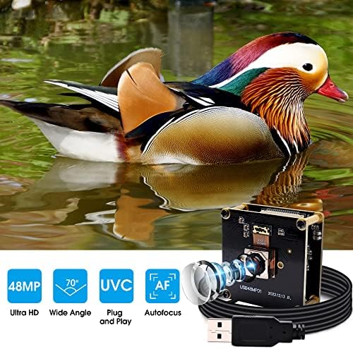 Ifwater 48mp Módulo de câmera USB 6000p Ultra HD AutoFocus 70 graus Lente não distorcida, foco automaticamente automaticamente