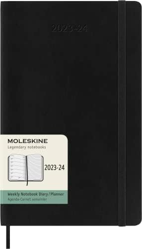 Moleskine Classic 18 meses 2023-2024 Planejador semanal, capa macia, grande, preto