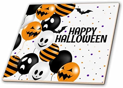 Balões de Halloween de 3drose com rostos em laranja e preto para Halloween - telhas