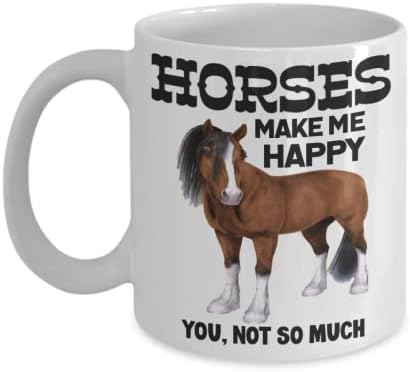 Cavalia de cavalos | Presente de cavalos engraçados | Cavalos me fazem feliz caneca | Horse 11oz Caneca de café |