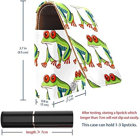 Projeto de sapo verde lips lips lipstick estojo portátil saco de maquiagem de viagem de batom de batom de batom com espelho mini