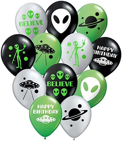 Balões de festa alienígena de Gypsy Jade - 30 decorações verdes, pretas e cinza OVNIs de OVNIs externos