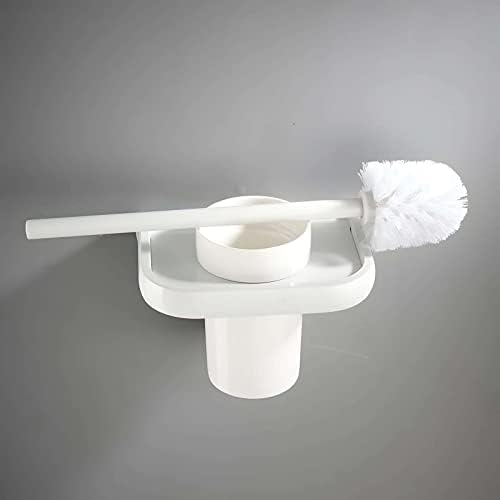 Pincel de vaso sanitário e suporte de suporte, escova de vaso sanitário branca, porta-escova de latão, escova e suporte de vaso