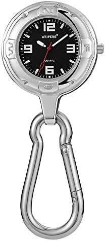 Ganfanren Clip-On Carabiner Pocket Watch Nurse Watch Watch Multifunction Compass Bottle Abridor de Chefs Luminous