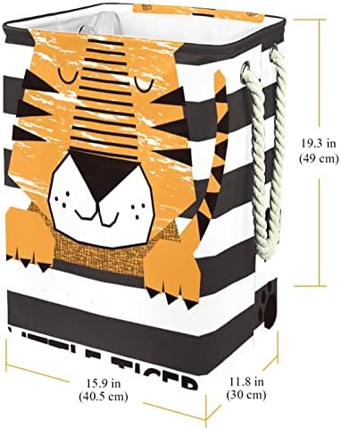 Indivimer Little Tiger Brown Listra branca Lavanderia grande cesto de roupas prejudiciais à prova d'água cesta de
