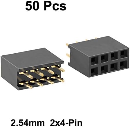 UXCELL 50pcs 2,54mm Pitch 2x4 pinos Linha dupla conector reto fêmea tira do cabeçalho do cabeçalho PCB PCB Socket