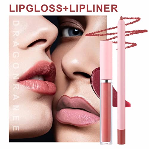 Linha de lápis de cor de lápis de cor de lábio outfmvch caneta de espuma de caneta nunca desbotada Lip Lip Gloss 2 em 1 caixa, tudo