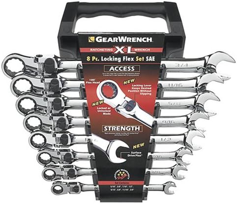 Gearwrench 8 pc. 12 pt. XL Bloqueio Flex Head Ratcheting Combination Clera Conjunto, SAE - 85798