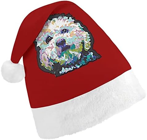 Poodle maltipoo cachorro chapéu de Natal macio de pelúcia gorro engraçado para festa festiva de ano novo de natal