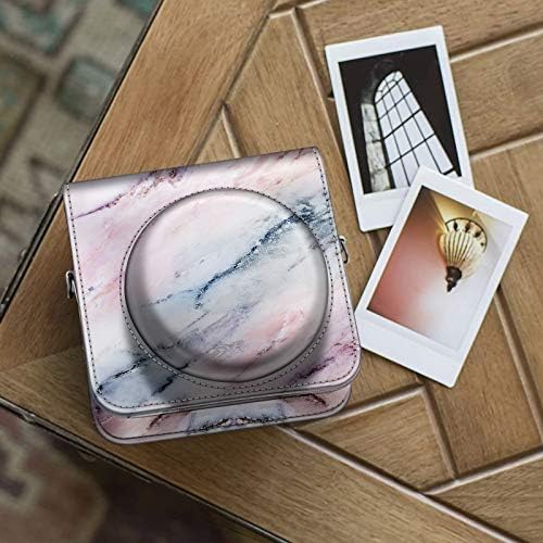 Caso de proteção para fintie para Fujifilm Instax Square Sq1 Câmera instantânea - capa de bolsa de couro vegana premium com cinta ajustável removível, rosa de mármore