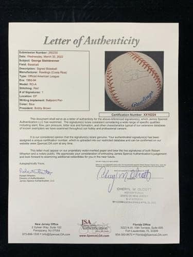 George Steinbrenner New York Yankees assinou o oficial de beisebol oficial com JSA Loa - bolas de beisebol autografadas