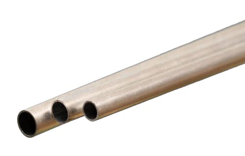 K&S Precision Metais 5074 Tubo de alumínio dobrável, 3/16 , 7/32, 1/4 x 12 de comprimento, 3 peças por pacote, fabricado nos