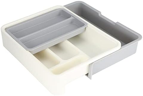 Slatiom 2 PC Cozinha Organizador de talheres expansíveis Usenil de gaveta deslizante de bandeja de armazenamento de tabela de mesa ajustável