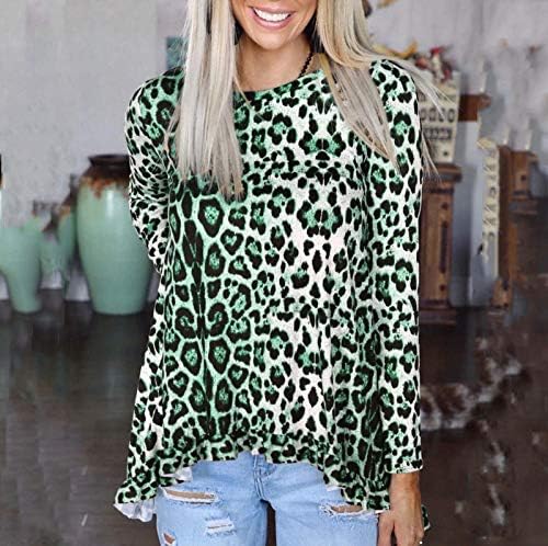 Camisas de manga longa de prdecexlu para senhoras de casamento moderno de inverno de tamanho grande camisa de leopardo gole