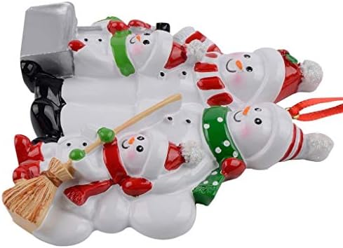 Família personalizada de neve de escavação de 4 ornamentos de Natal - Família de quatro ornamentos de boneco de neve - Polyresin