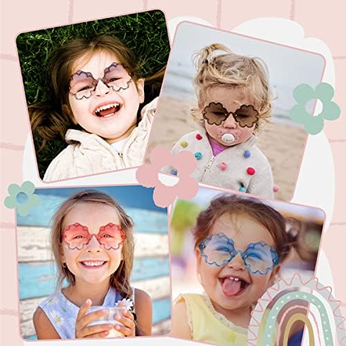 Feisedy Girls Flow Flower Sunglasses Kids redondler bebê gglasses colorido para festa de aniversário （Idade 1-8） B2319