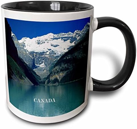 3drose Mug_80579_4 Canadas Beautiful Lake Louise caneca preta de dois tons, 11 oz, multicolor
