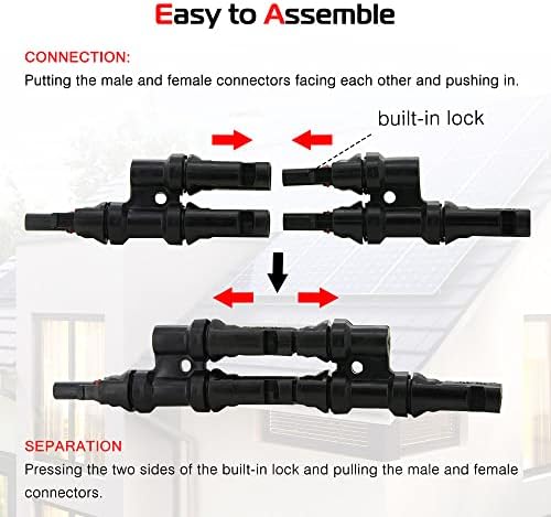 ABIGAIL 4PCS SOLAR BRANCH CONECTORS Y CONECTOR para conexão paralela entre painéis solares fmm+mff