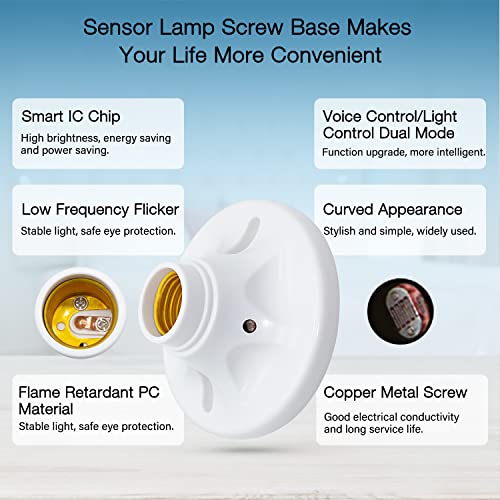 2 pacote de movimento sensor lâmpada de parafuso e27 Controle de voz Lâmpada de luz Plástico Plástico LED TETO LIGHT SOCKETA DO CORPO