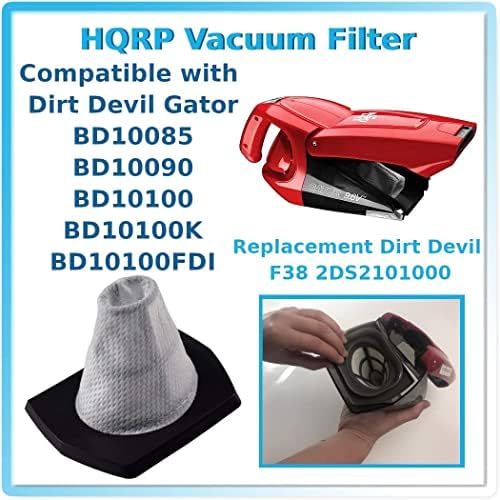 Substituição do filtro de copo de poeira HQRP para sujeira Devil F38 2DS2101000 Compatível com Dirt Devil Gator BD10085 BD10090