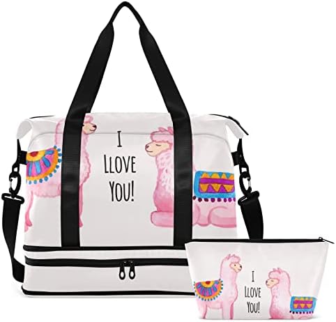 Susiyo Pink Llama e Alpaca Duffle Bag para tiras de compressão de ginástica de ginástica de ginástica molhada para