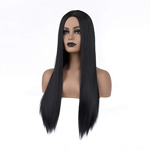 Yunyan Black Wig for Women Color Natural Color Longo peruca direta Peruca sintética Resistente ao calor peruca 150% de densidade