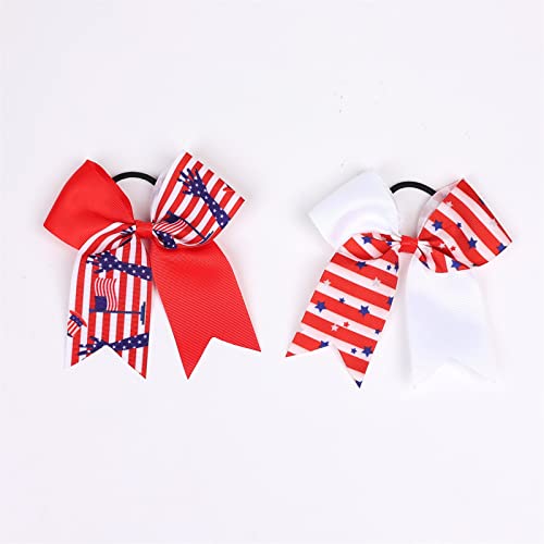 Americana 4 de julho do Dia da Independência Infantil garotas Bandeira da cabeça do estilo de borracha branca azul vermelho cor de gato laços de gato