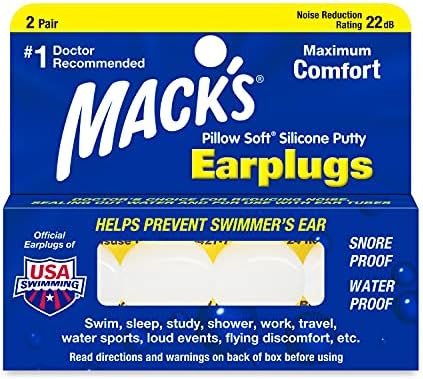 Pillow de Mack, tampões para os ouvidos de silicone macio - 2 par - os tampões de orelha de silicone moldável originais