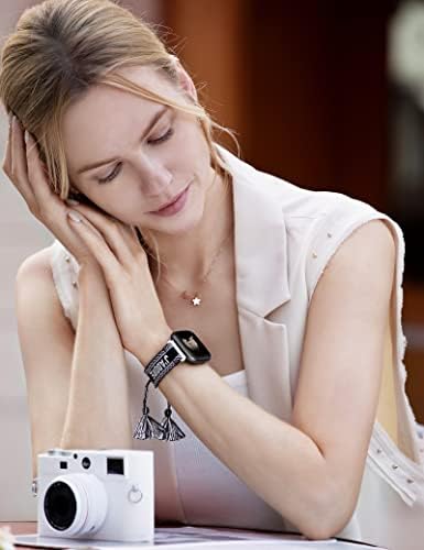 Braceletas trançadas W-rara Compatível com Fitbit Versa 2/Fitbit Versa/Fitbit Versa Lite Bands para mulheres, designer feita à mão Boho
