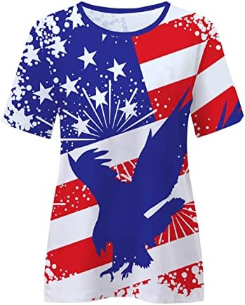 Camisas para mulheres estrelas listras 4 de julho Camisa American Flag Graphic Tshirts