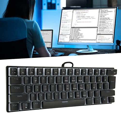 Teclado de jogo USB ASHATA, 61 Keys Compact RGB Backlit Keyboard, teclado ergonômico de jogos de comutador azul, teclado portátil de plugue a quente, para PC, desktop