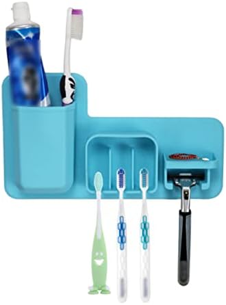 Suportes de escova de cabine malha montada na parede barbeador sem sucção na parede xxcm home silicone tour organizador de dentes de dentes de dentes de dentes de casca de banheiro-azul para sucção de sucção de sucção