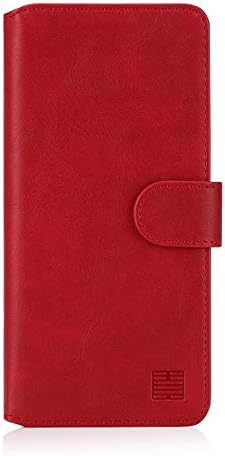 32ª série essencial 2.0 - Livro Caso de couro PU PU para Samsung Galaxy A50, A50s e A30s, Design com slot de cartão e fechamento magnético - vermelho