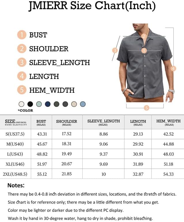 Camisas havaianas jmierr para homens casuais elegantes de linho de algodão camisetas de praia camisetas de manga curta com bolso